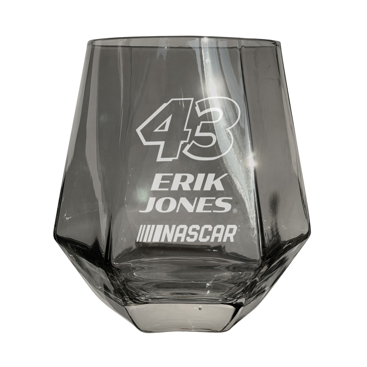 #43 Erik Jones Officially Licensed 10 Oz Engraved Diamond Wine Glass - Grey, 2-Pack