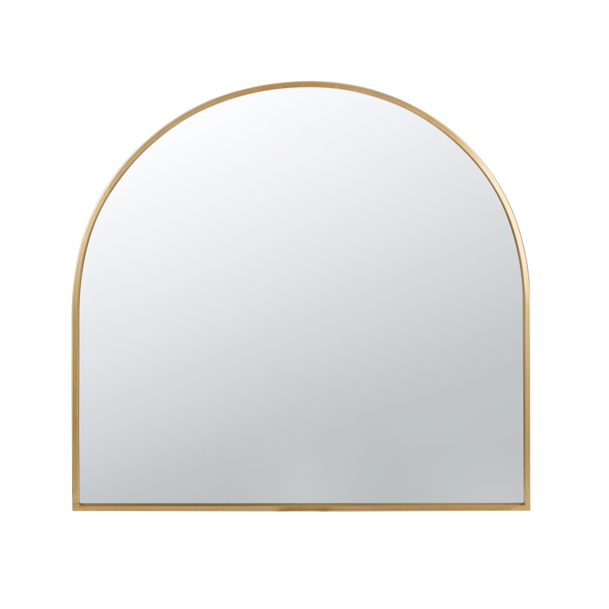 Cod 33 Inch Modern Wall Mirror, Simplistic Arched Gold Metal Frame- Saltoro Sherpi