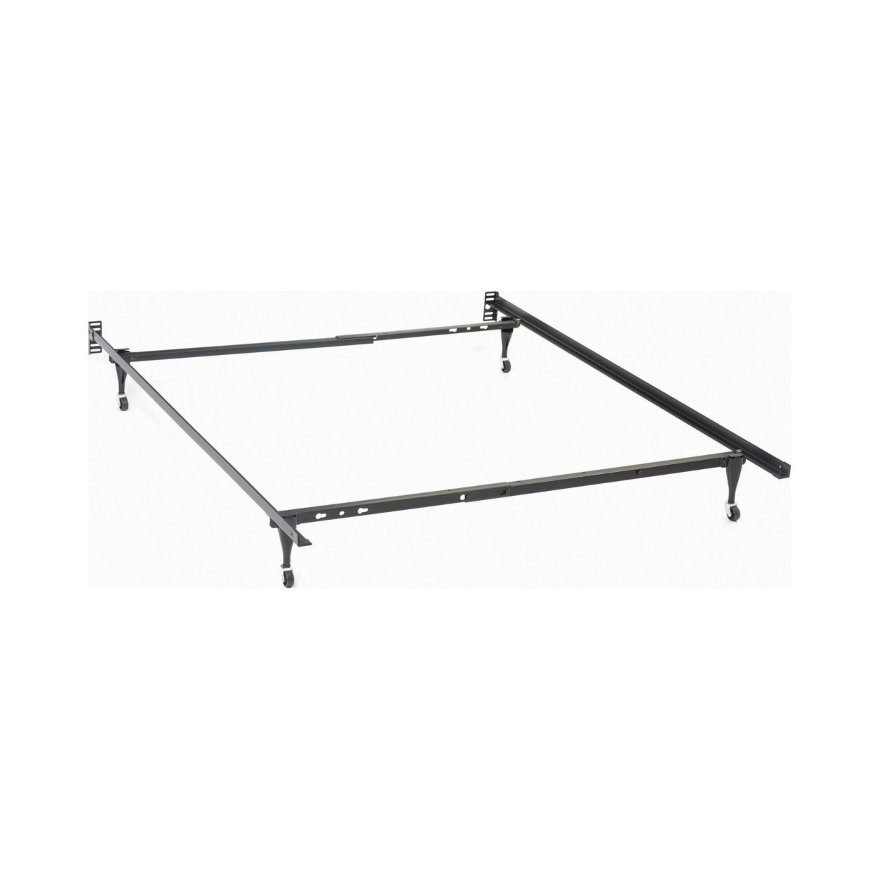 Nit Multisize Metal Bed Frame, Twin Or Full Size, Caster Wheels, Black- Saltoro Sherpi