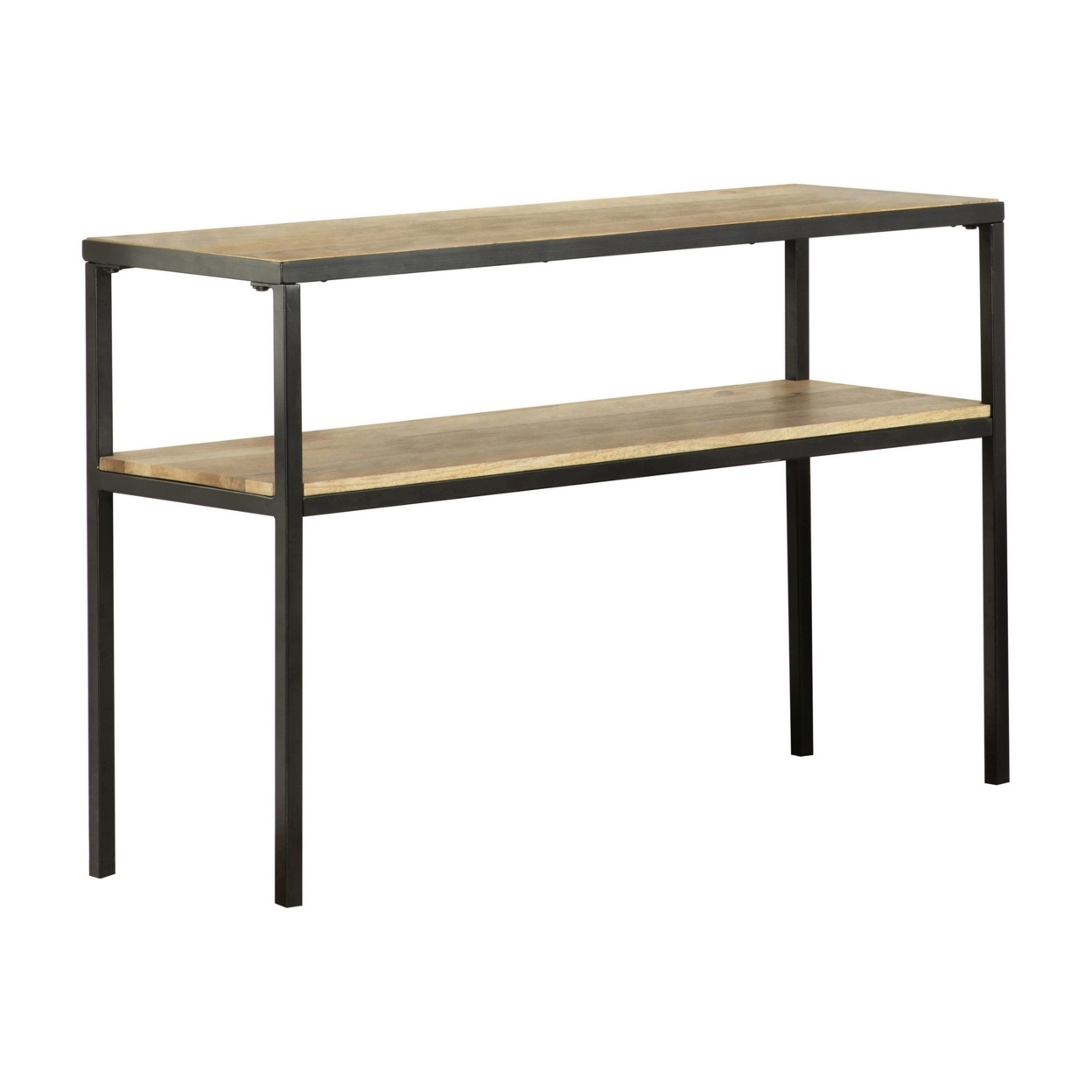 47 Inch Sleek Rectangular Console Table With 1 Open Shelf, Black, Brown- Saltoro Sherpi