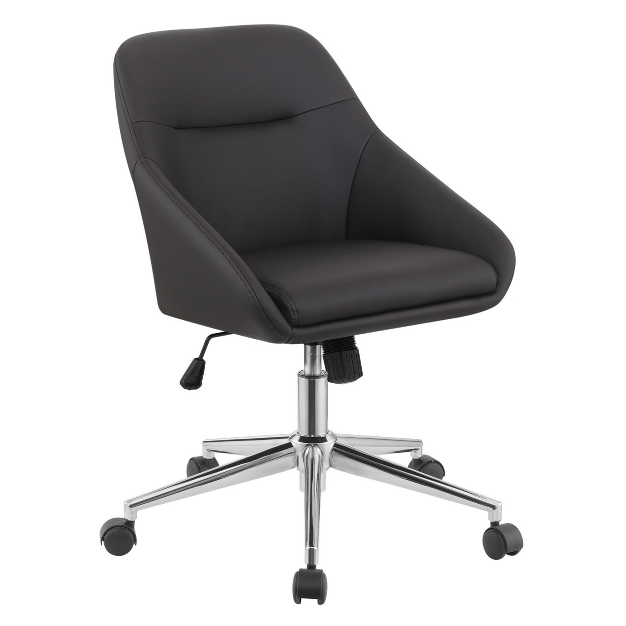 Gil 26 Inch Office Chair, Foam Filled Pintuck Seat, Black Vegan Leather- Saltoro Sherpi
