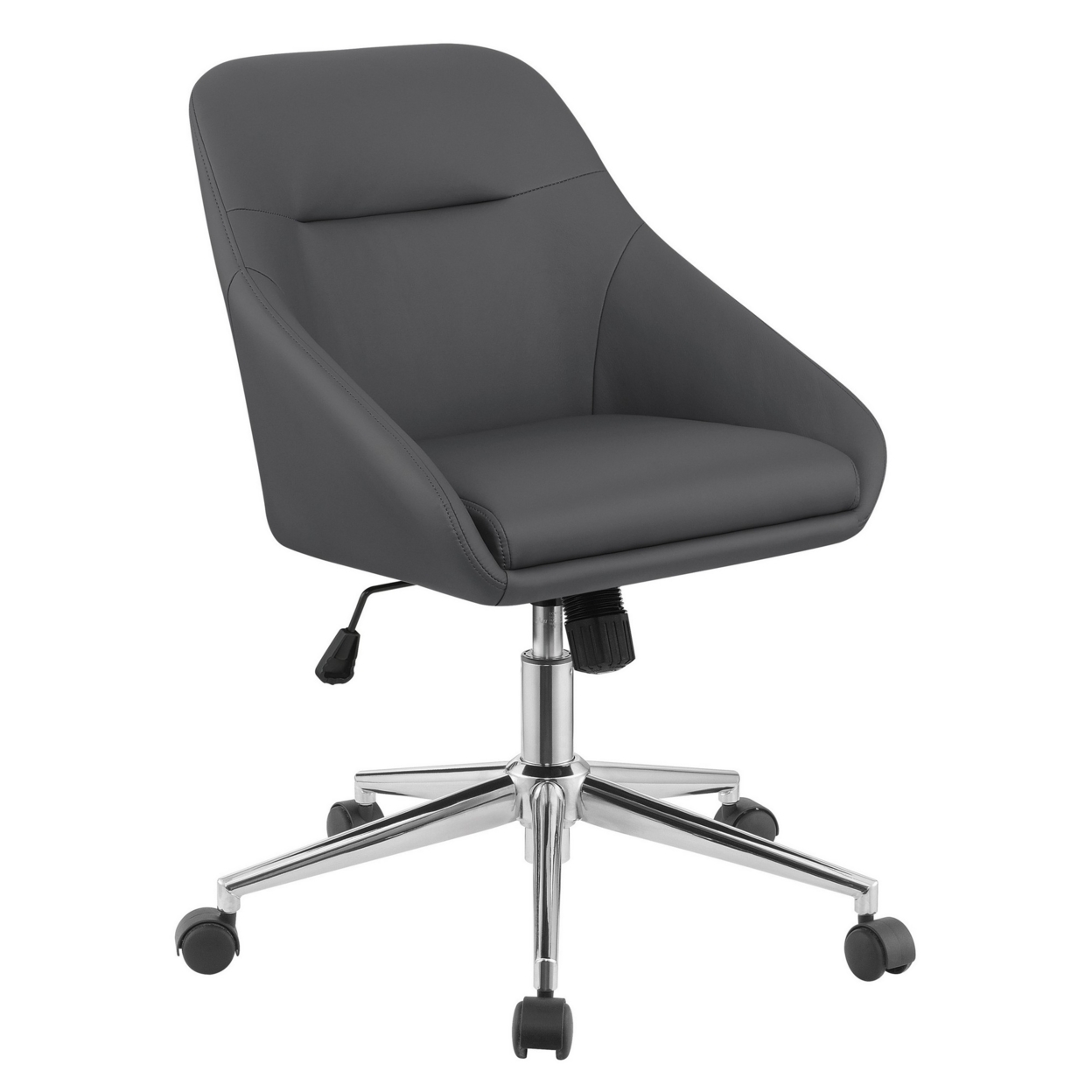 Gil 26 Inch Office Chair, Foam Filled Pintuck Seat, Gray Vegan Leather- Saltoro Sherpi