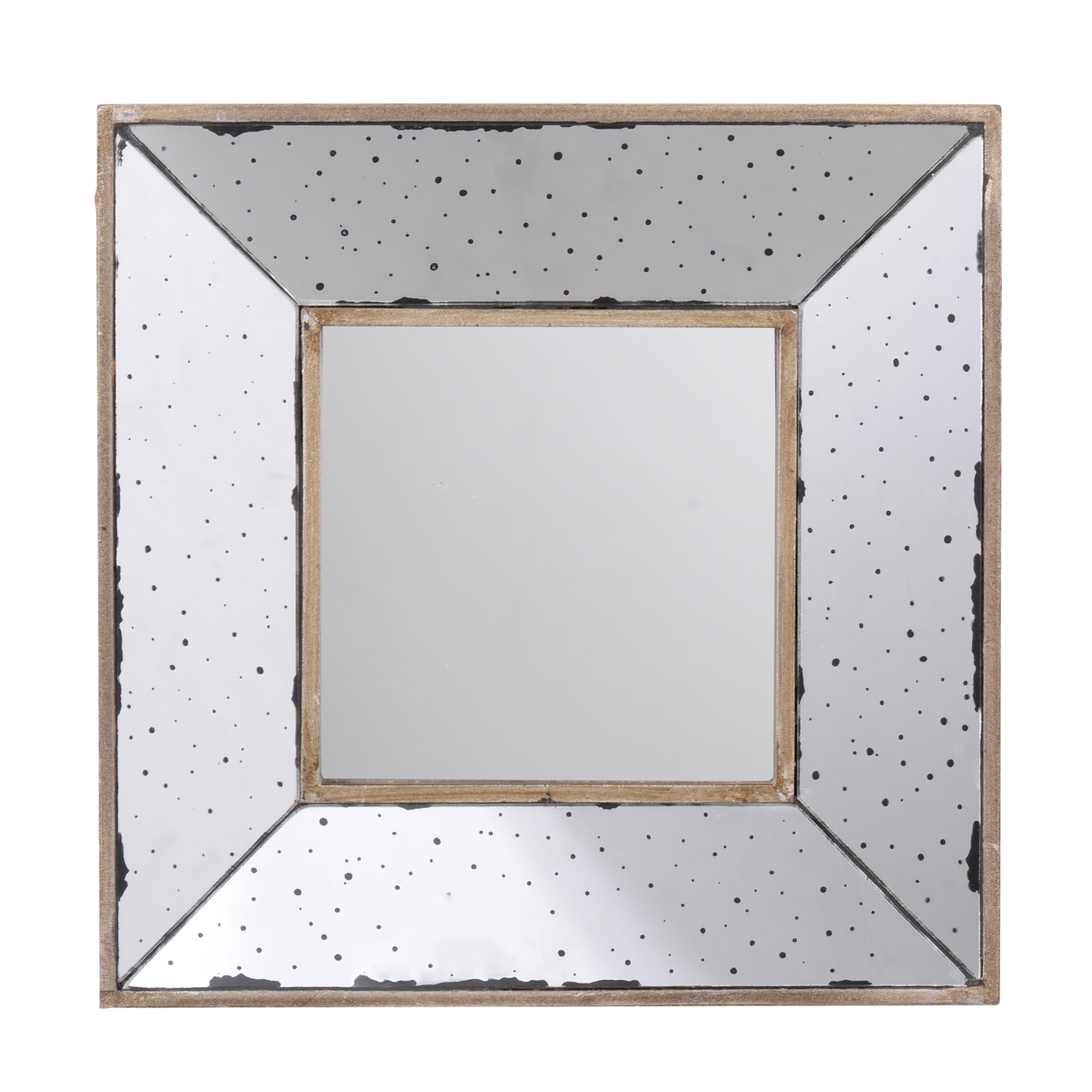 Joe 12 Inch Square Wall Mirror, 3 Dimensional, Speckled Off White And Brown- Saltoro Sherpi