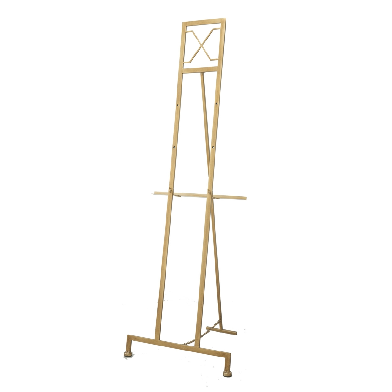 70 Inch Easel Stand, Gold Iron Frame, Free Standing, Large- Saltoro Sherpi