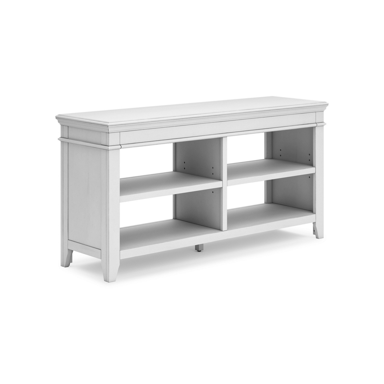 Vells 60 Inch Credenza Table, 2 Adjustable Shelves, Whitewashed Finish- Saltoro Sherpi