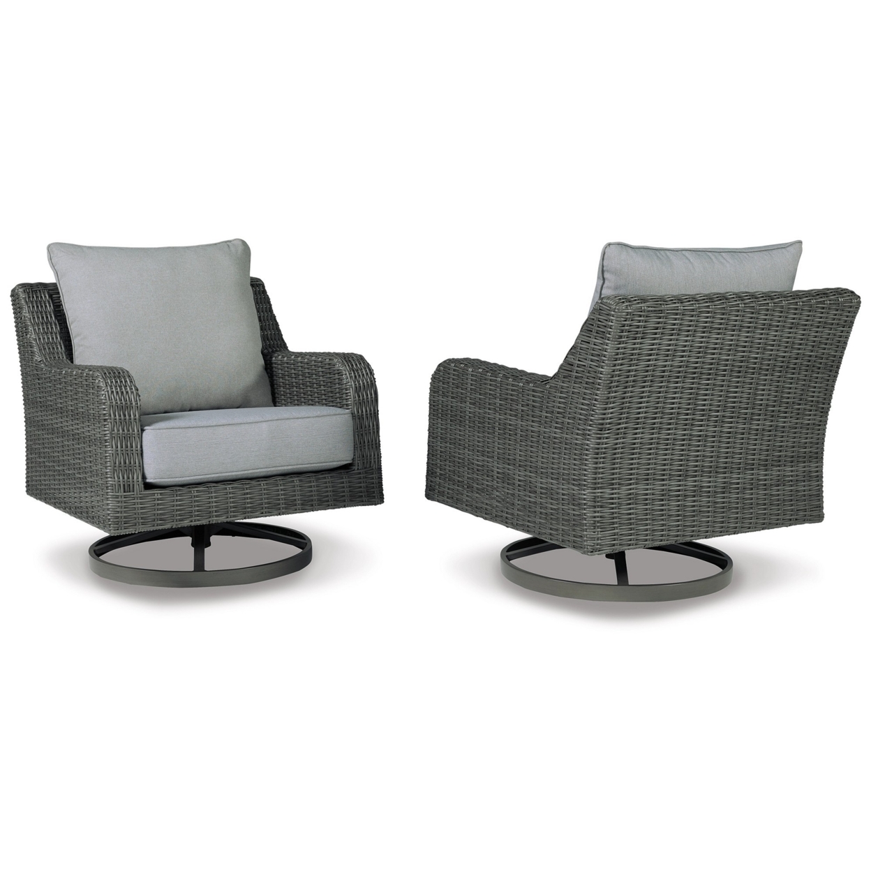 Asp 32 Inch Swivel Outdoor Lounge Chair, Aluminum Frame, Gray Upholstery- Saltoro Sherpi