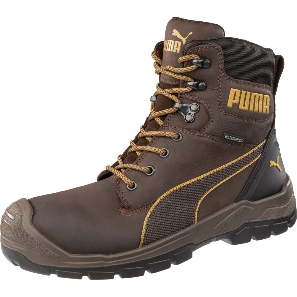 PUMA Safety Men's 7 Conquest CTX High Composite Toe Slip Resistant Waterproof Work Boot Brown/Orange - 630655 ONE SIZE BROWN/ORANGE - BROWN