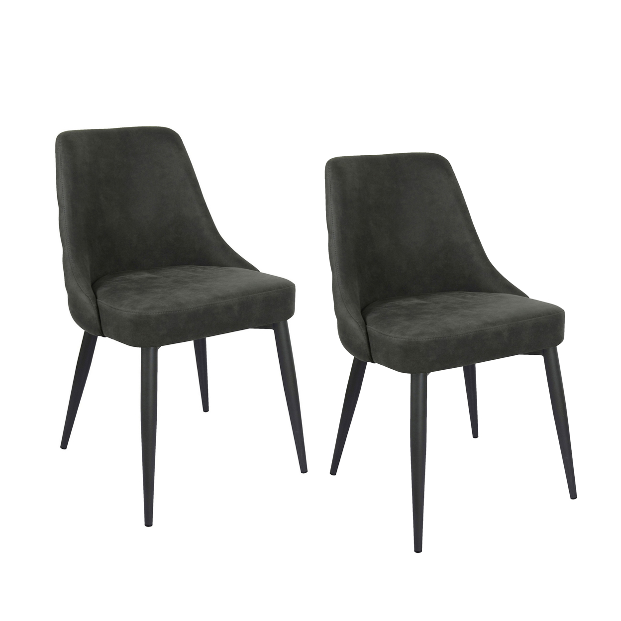 Glom 21 Inch Dining Chair, Set Of 2, Gray Upholstery, Tufted Backrest - Saltoro Sherpi