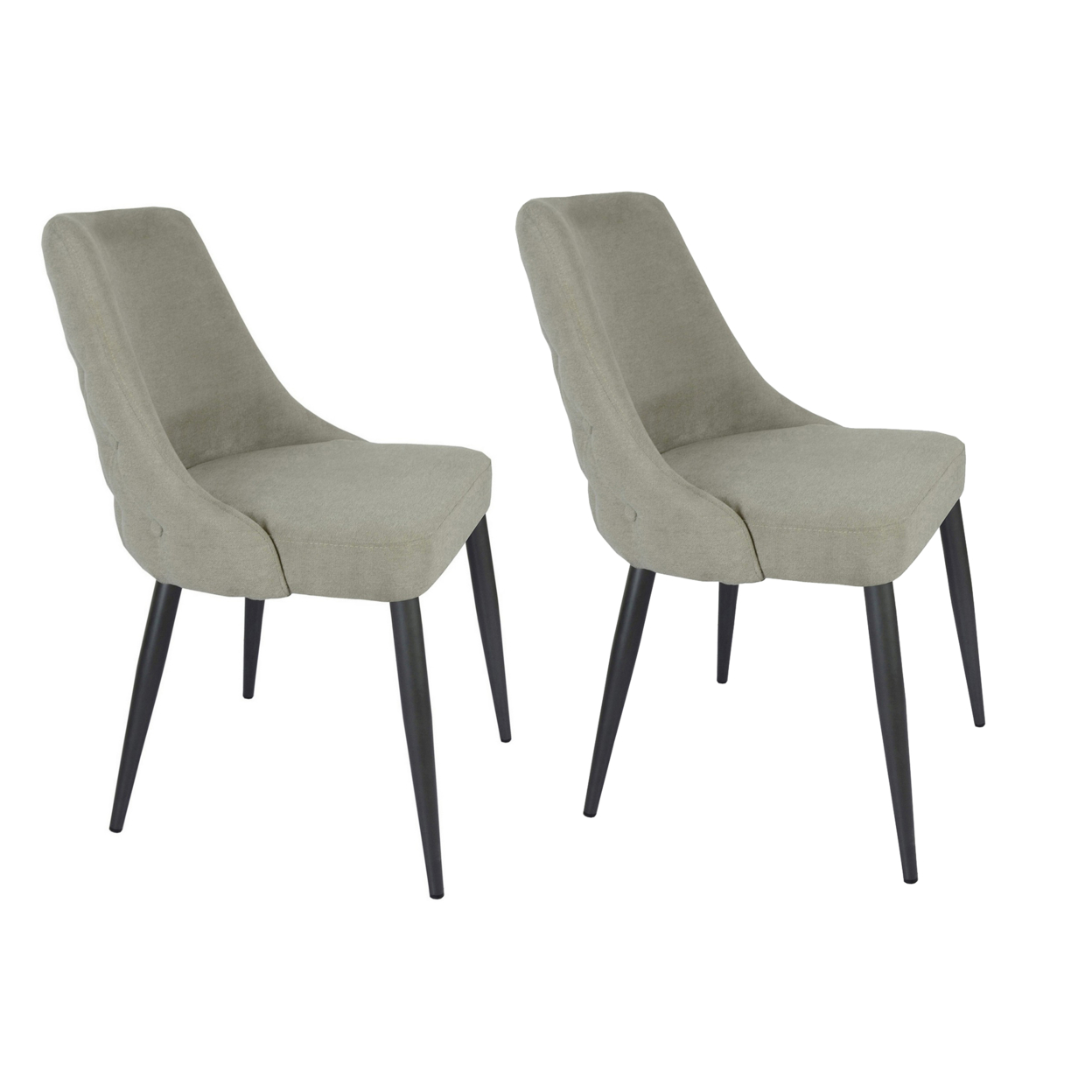 Glom 21 Inch Dining Chair, Set Of 2, Off White Upholstery, Tufted Backrest- Saltoro Sherpi