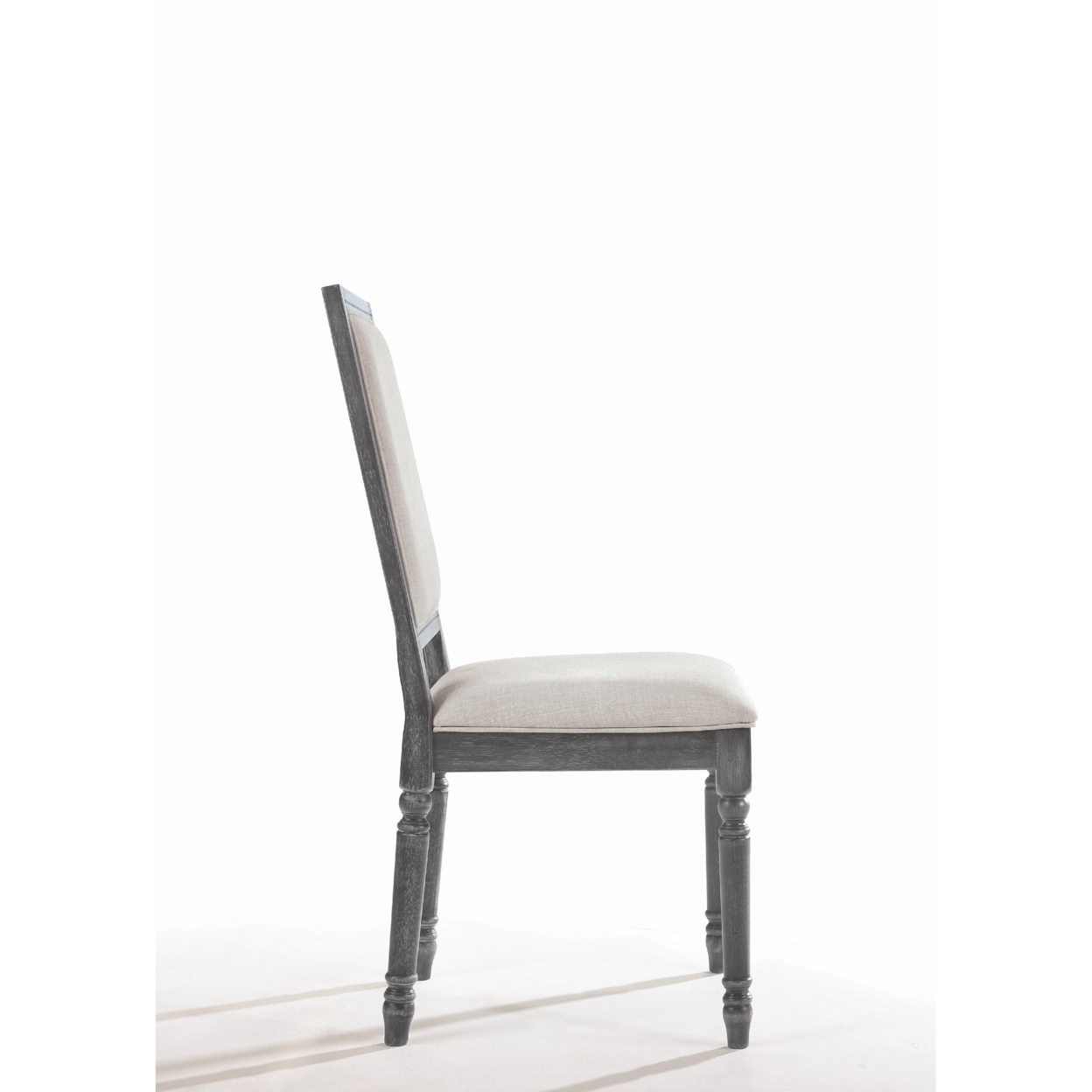 Linen Dining Side Chair With Turned Legs, Set Of 2, Gray- Saltoro Sherpi