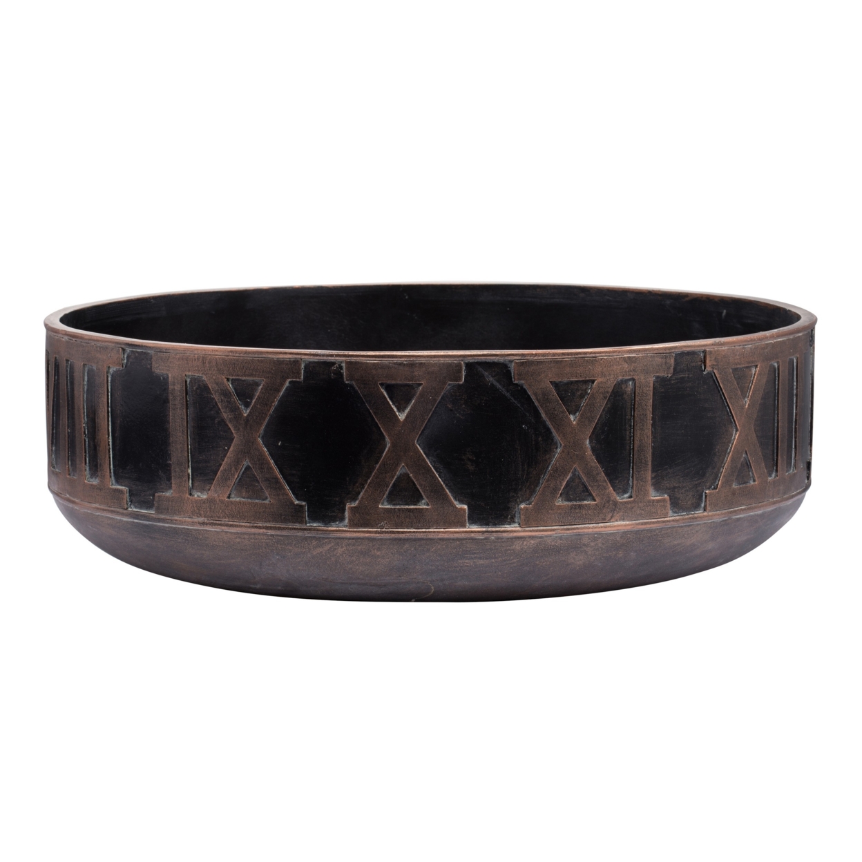 18 Inch Decorative Bowl, Handcrafted Round Shaped Black Polyresin Frame- Saltoro Sherpi