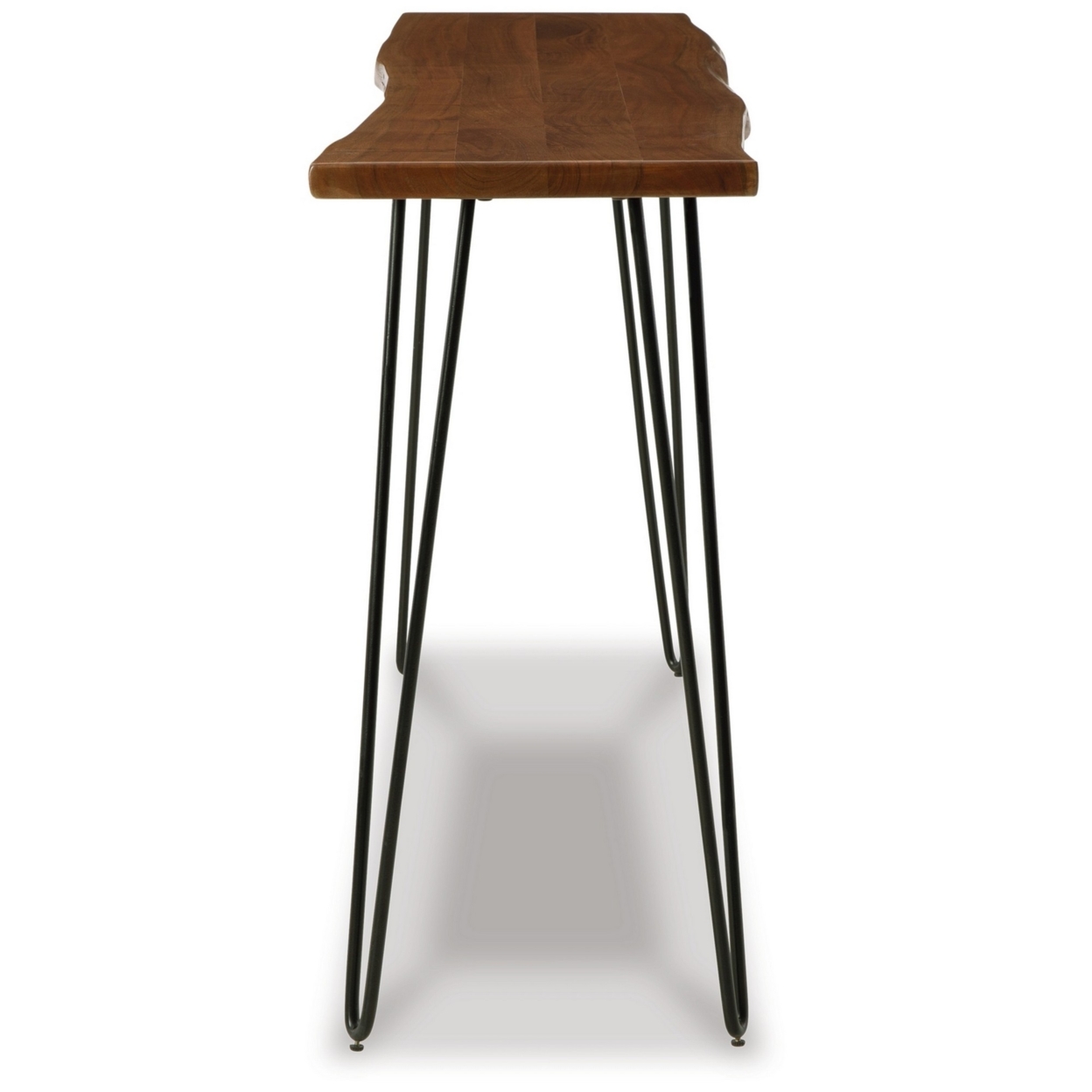 70 Inch Counter Height Dining Table, Light Brown Wood, Black Metal Legs- Saltoro Sherpi