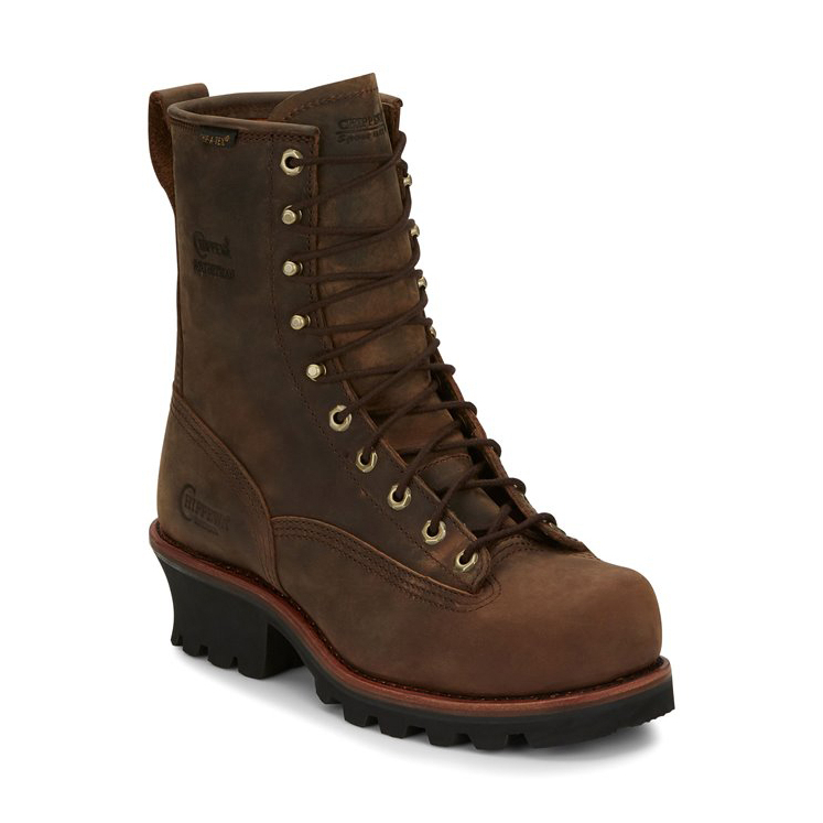 Chippewa Men's 8 Paladin Logger Lace-To-Toe Waterproof Steel Toe Boot Brown - 73101 BROWN - Bay Apache, 9.5 Wide