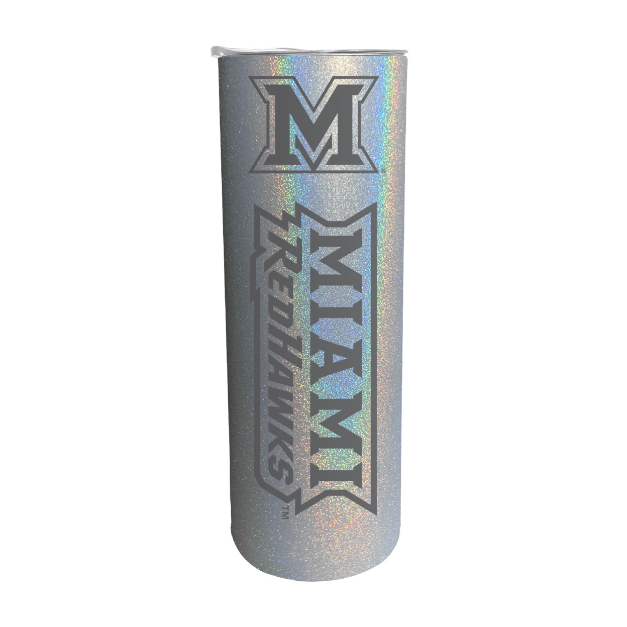 Miami University Of Ohio 20oz Insulated Stainless Steel Skinny Tumbler - Rainbow Glitter Grey