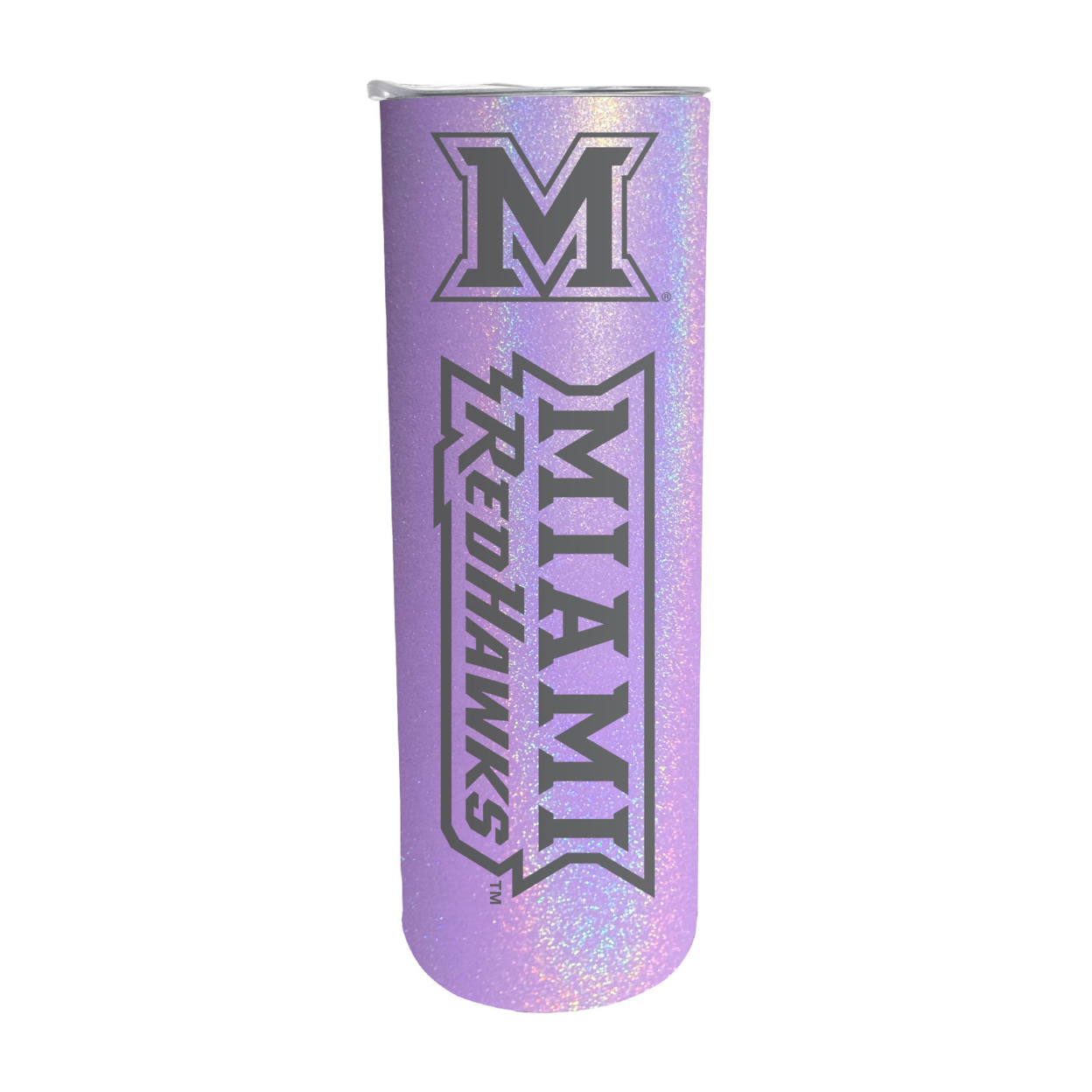 Miami University Of Ohio 20oz Insulated Stainless Steel Skinny Tumbler - Rainbow Glitter Purple