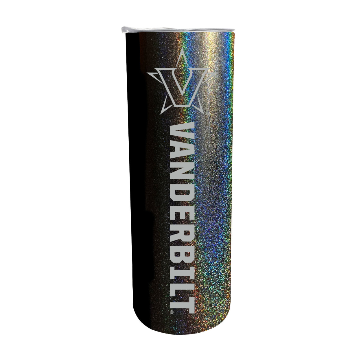 Vanderbilt University 20oz Insulated Stainless Steel Skinny Tumbler - Rainbow Glitter Black