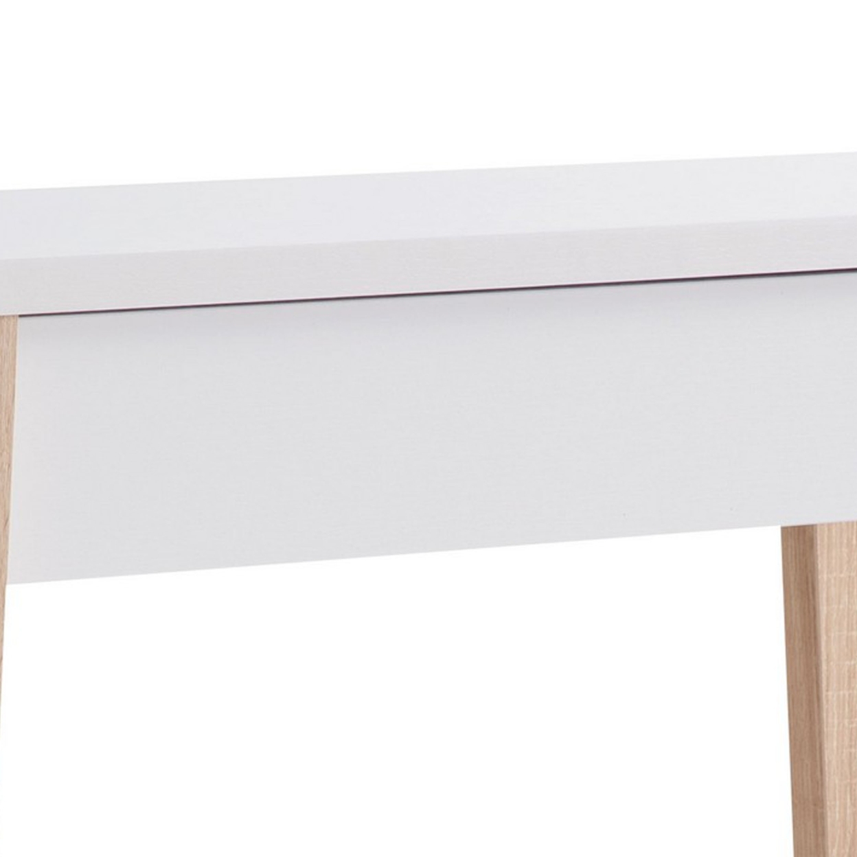 34 Inch Console Table With Drawer And Shelf, Tapered Legs, White, Brown- Saltoro Sherpi