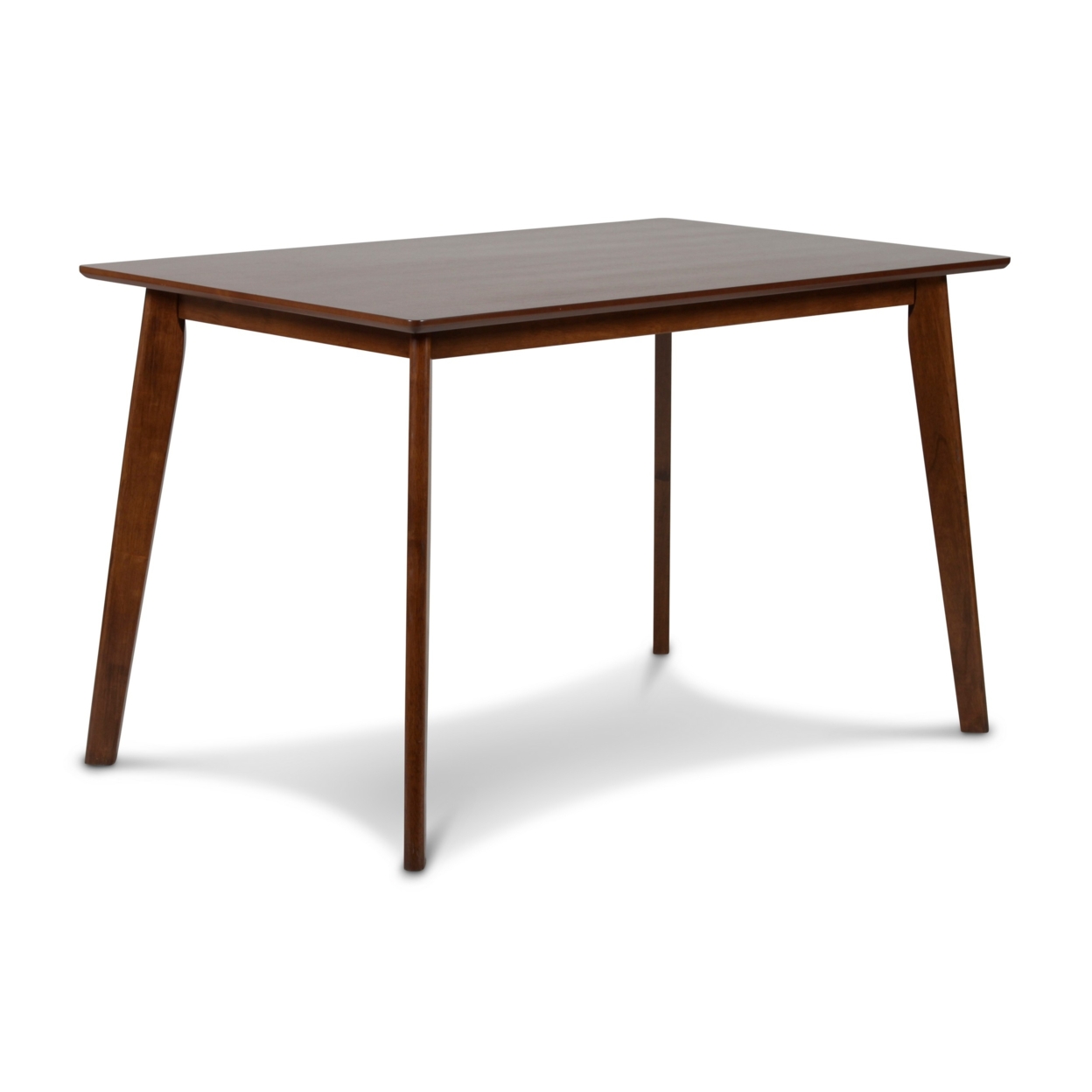 Bev 47 Inch Modern Dining Table, Sleek Rubberwood Frame, Dark Walnut Brown- Saltoro Sherpi