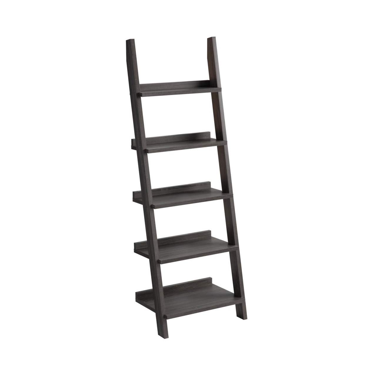 Iker 72 Inch Modern Bookcase With 7 Shelves, Ladder Style, Distressed Gray- Saltoro Sherpi