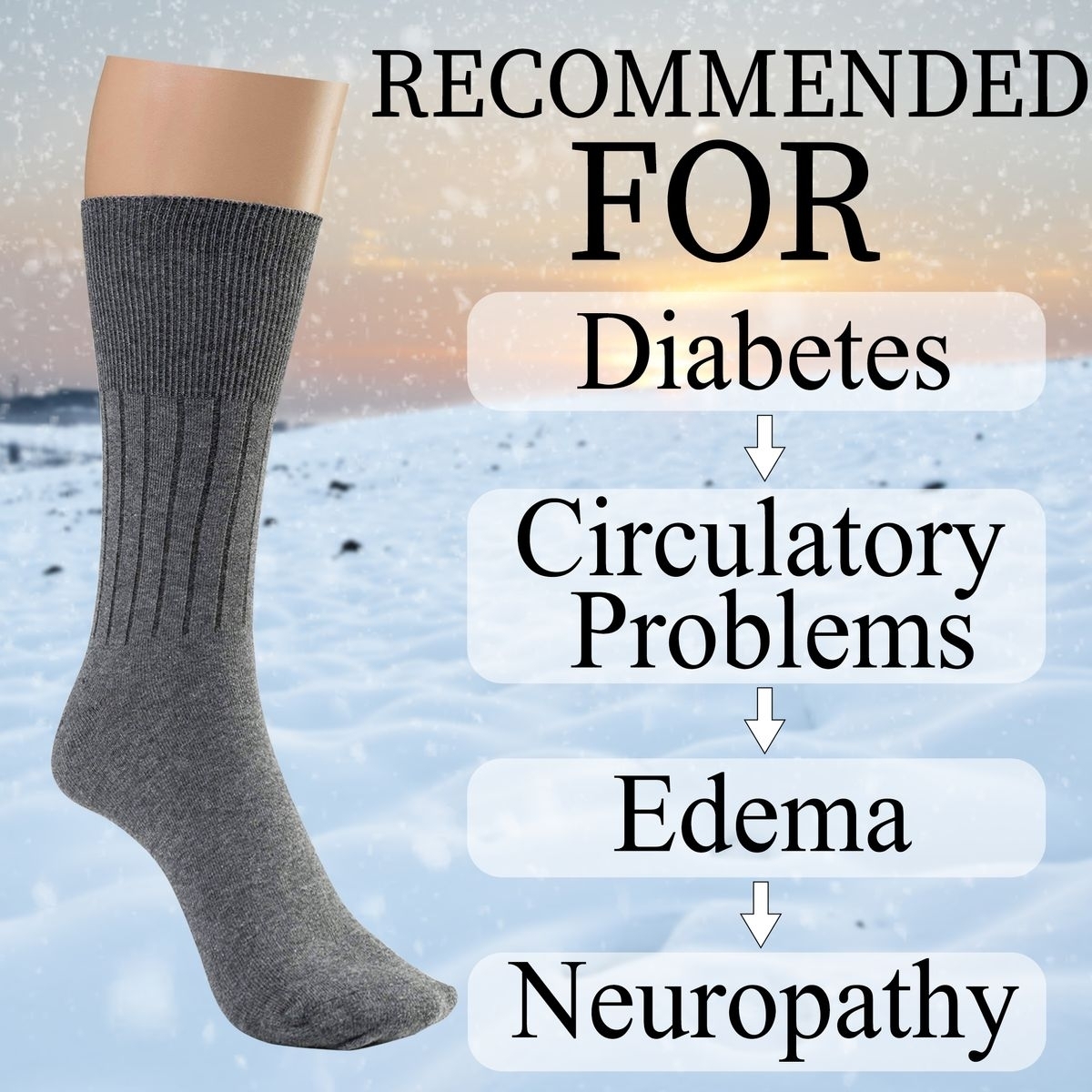 6-Pairs Physician Approved Diabetic Circulatory Crew Dress Socks, Knee High Men & Women Non-Binding Comfortable Moisture Wicking Socks - Bla