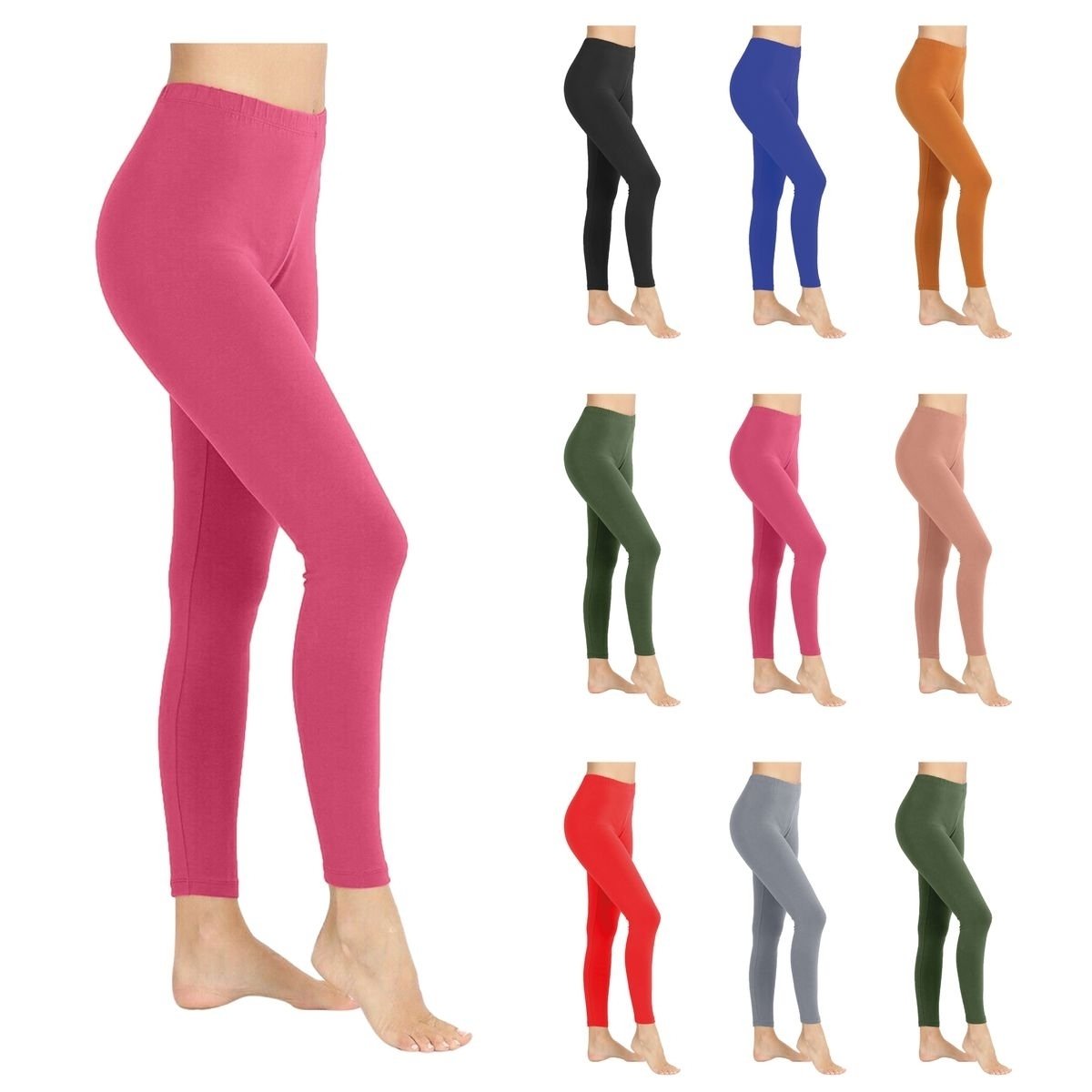 3-Pack Women's High-Waisted Tummy Control Yoga Leggings Stretchy Athletic Tights For Workout Running Gym Soft Yummy Fabric Solid Color Pants