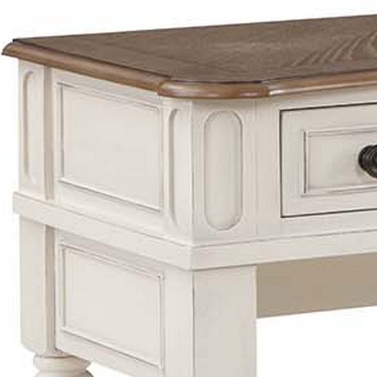Rigel 54 Inch Sofa Table, Bottom Shelf, 2 Drawers, Classic White, Oak Brown- Saltoro Sherpi