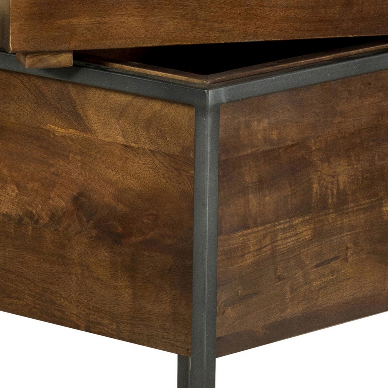 22 Inch Modern Square Accent Table, Removable Tray Top With Storage, Brown- Saltoro Sherpi
