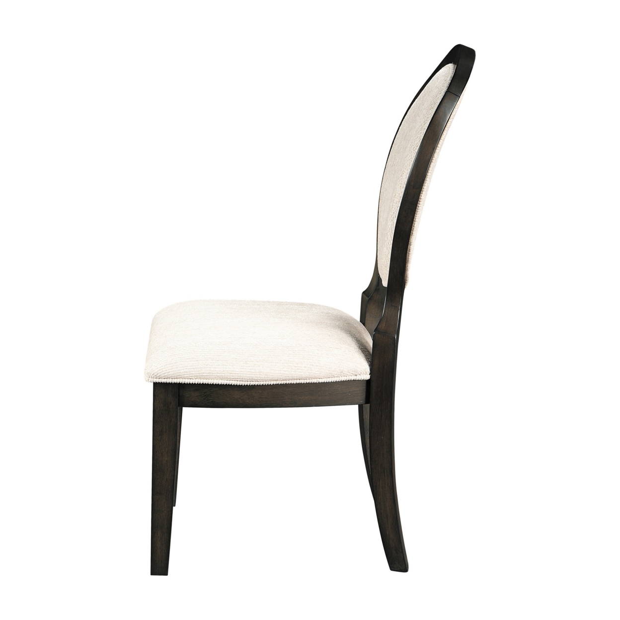 20 Inch Dining Chair, Set Of 2, Oval Padded Back, Polylinen Cream Fabric- Saltoro Sherpi
