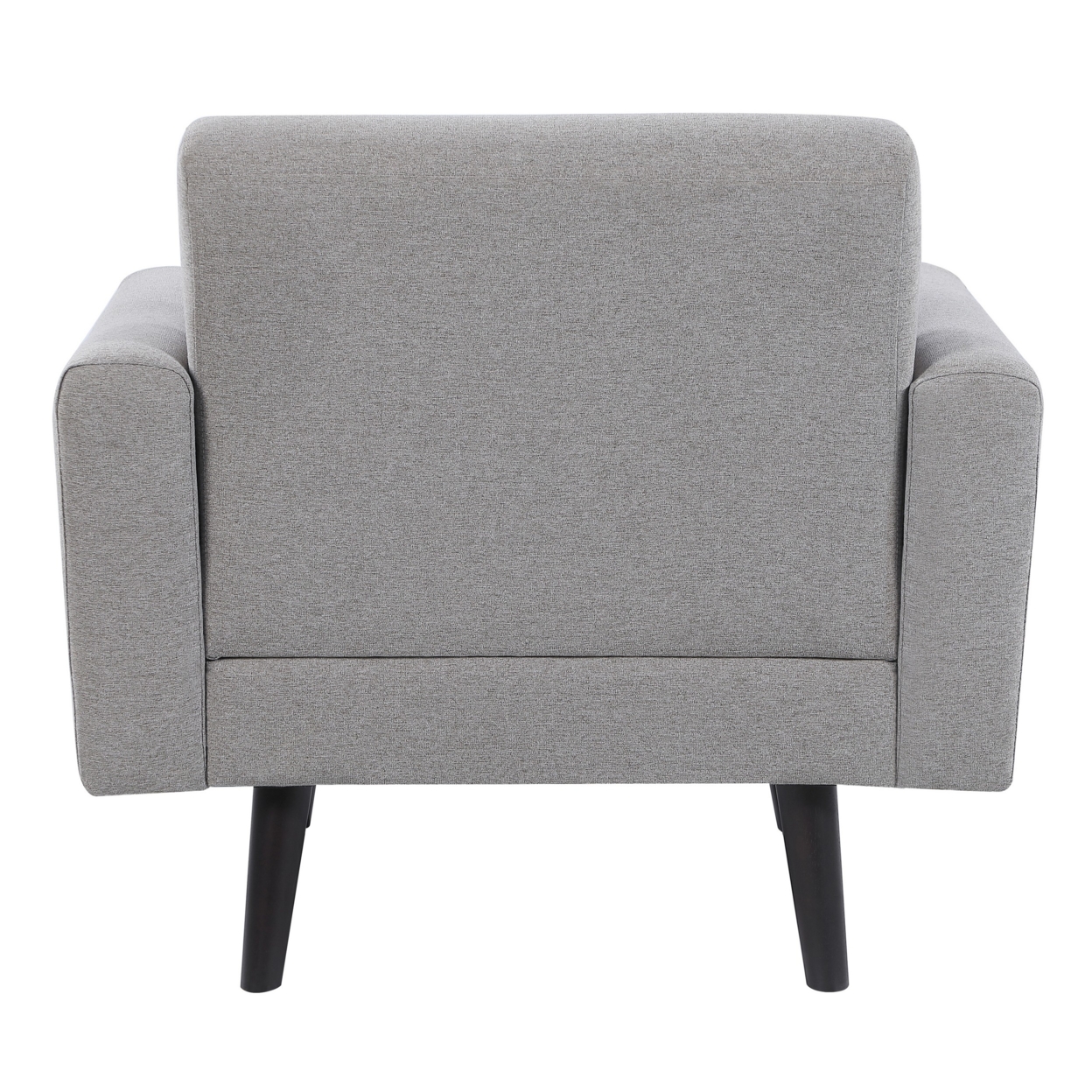 36 Inch Modern Accent Chair, Lumbar Pillow, T Backrest, Rolled Arms, Gray