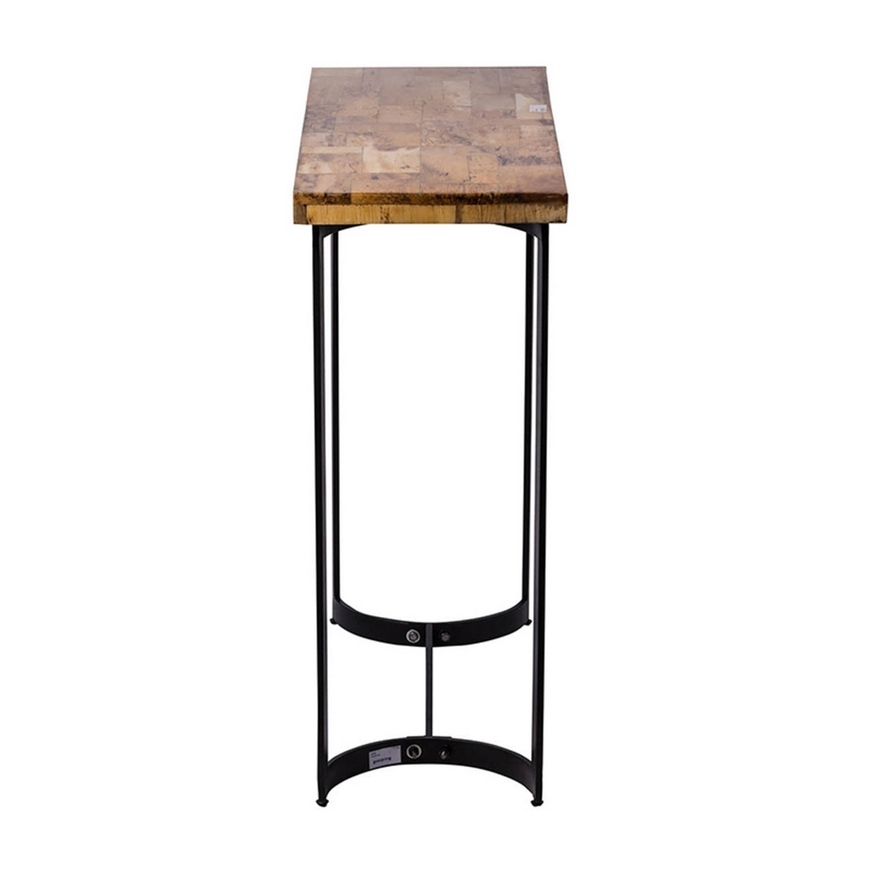 36 Inch Industrial Console Sofa Table, Plank Wood Top, Matte Black Frame- Saltoro Sherpi
