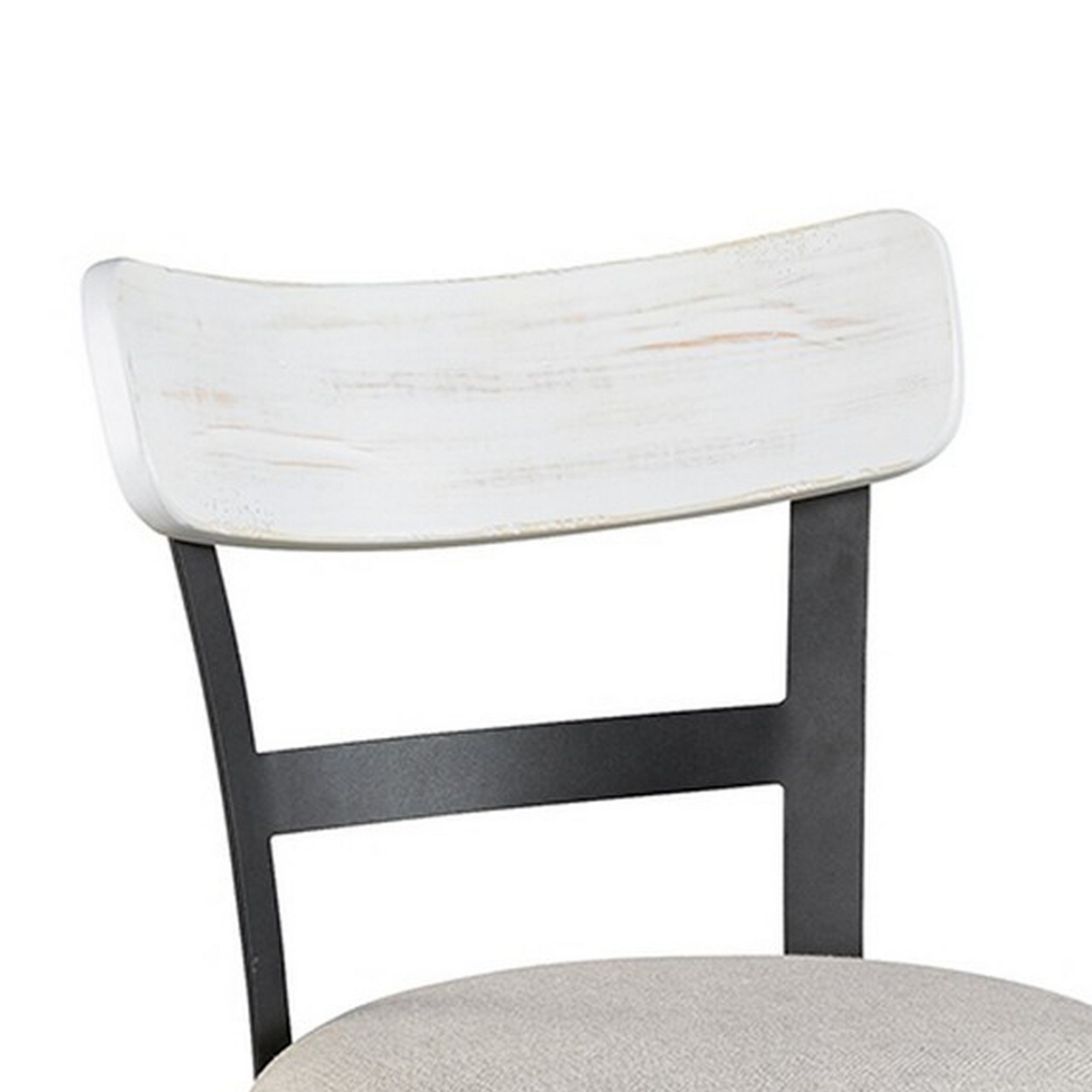 Zane 25 Inch Swivel Counter Height Stool, Round Cushioned Seat, White Wood- Saltoro Sherpi