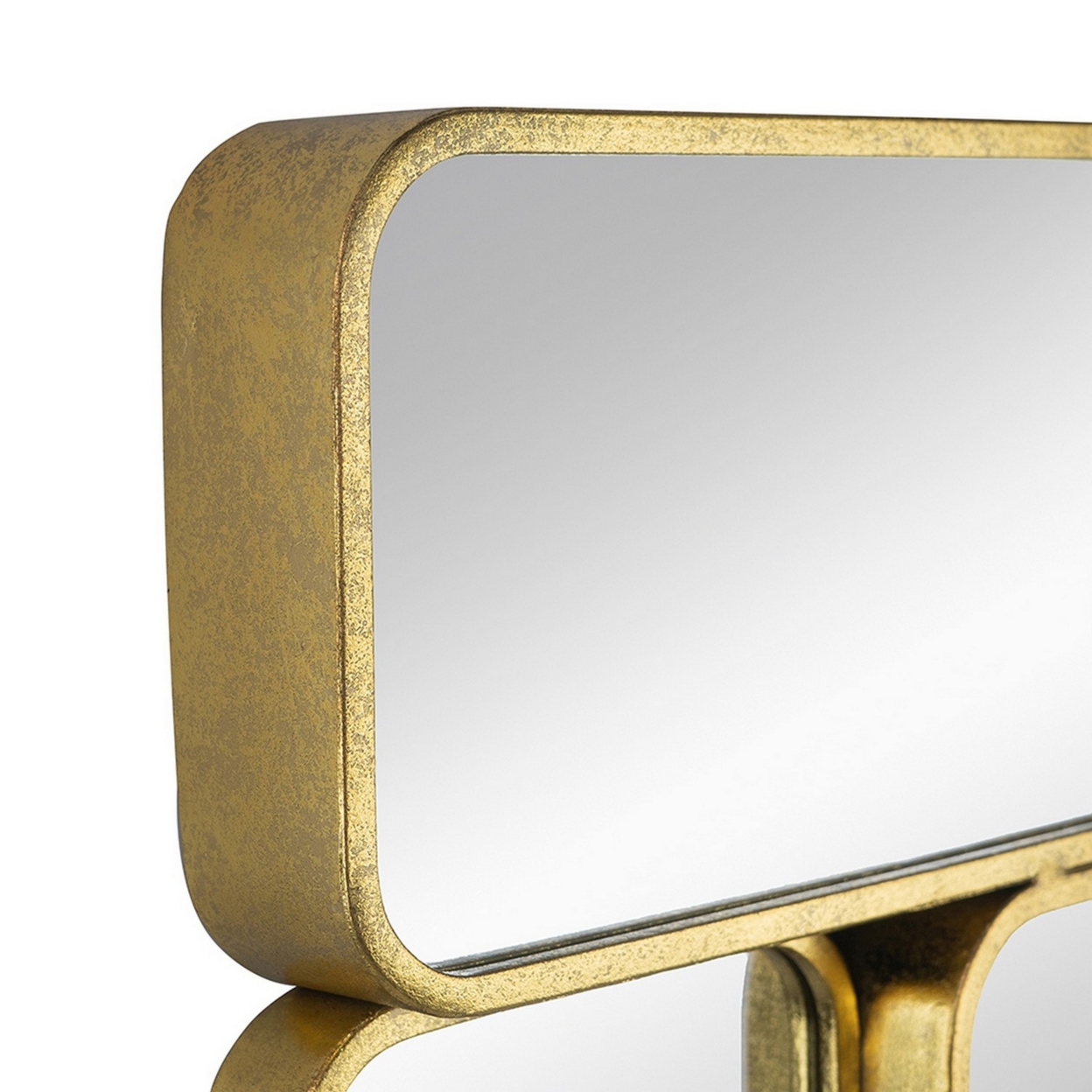 32 Inch Luxury Wall Decor Mirror, 8 Gold Finished Curved Metal Frames- Saltoro Sherpi