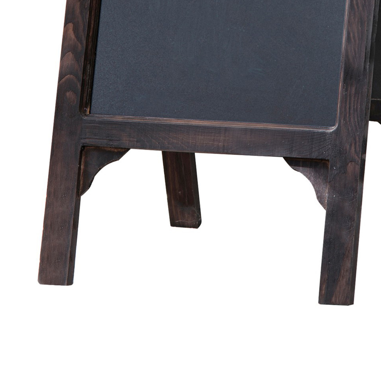 25 Inch Classic Wood Blackboard Stand, Dual Framed, Carved Details, Brown- Saltoro Sherpi