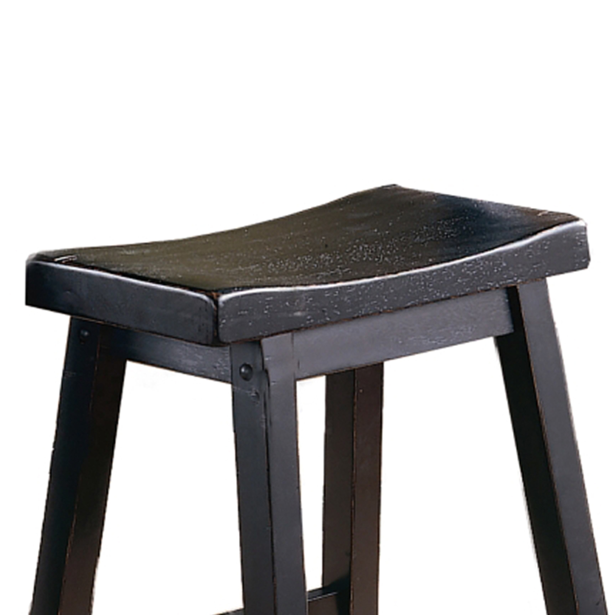 Wooden 24 Counter Height Stool With Saddle Seat, Black, Set Of 2- Saltoro Sherpi