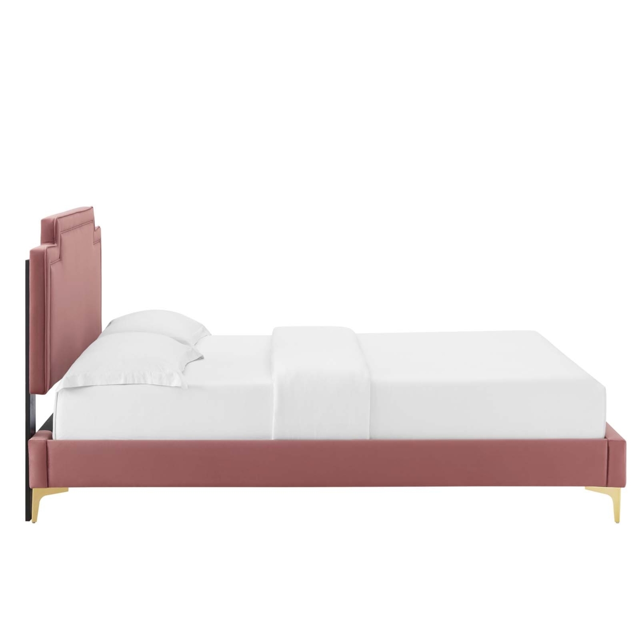 Twin Bed, Stain Resistant Velvet Upholstered, Dusty Pink