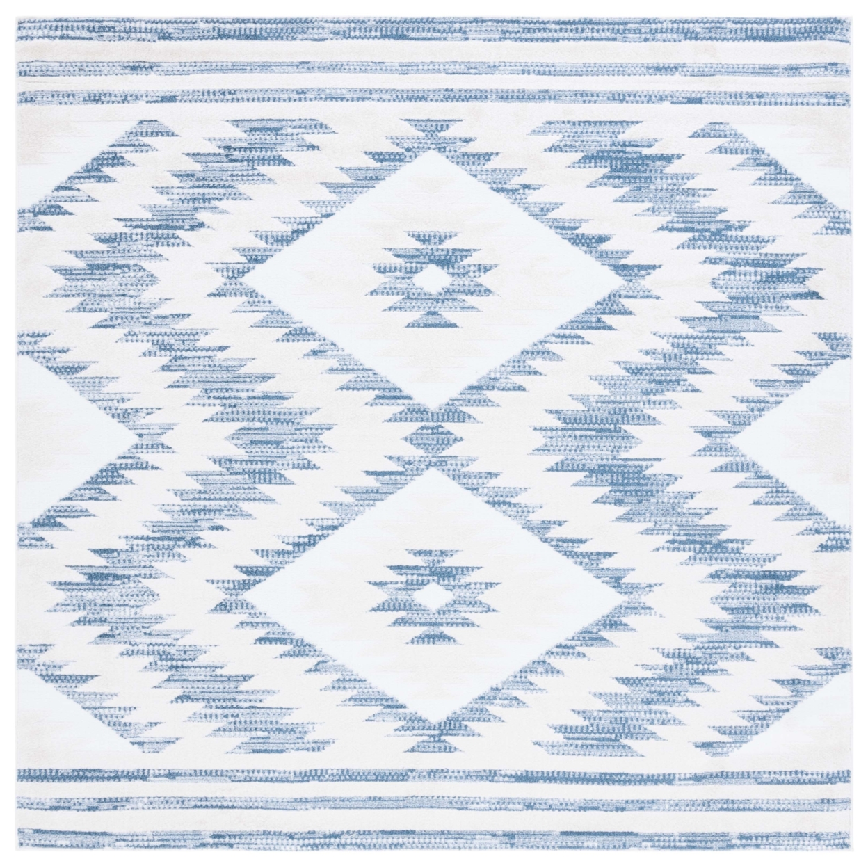 Safavieh ALM737M Alamo Ivory / Blue - Beige / Grey, 6'-7 X 6'-7 Square