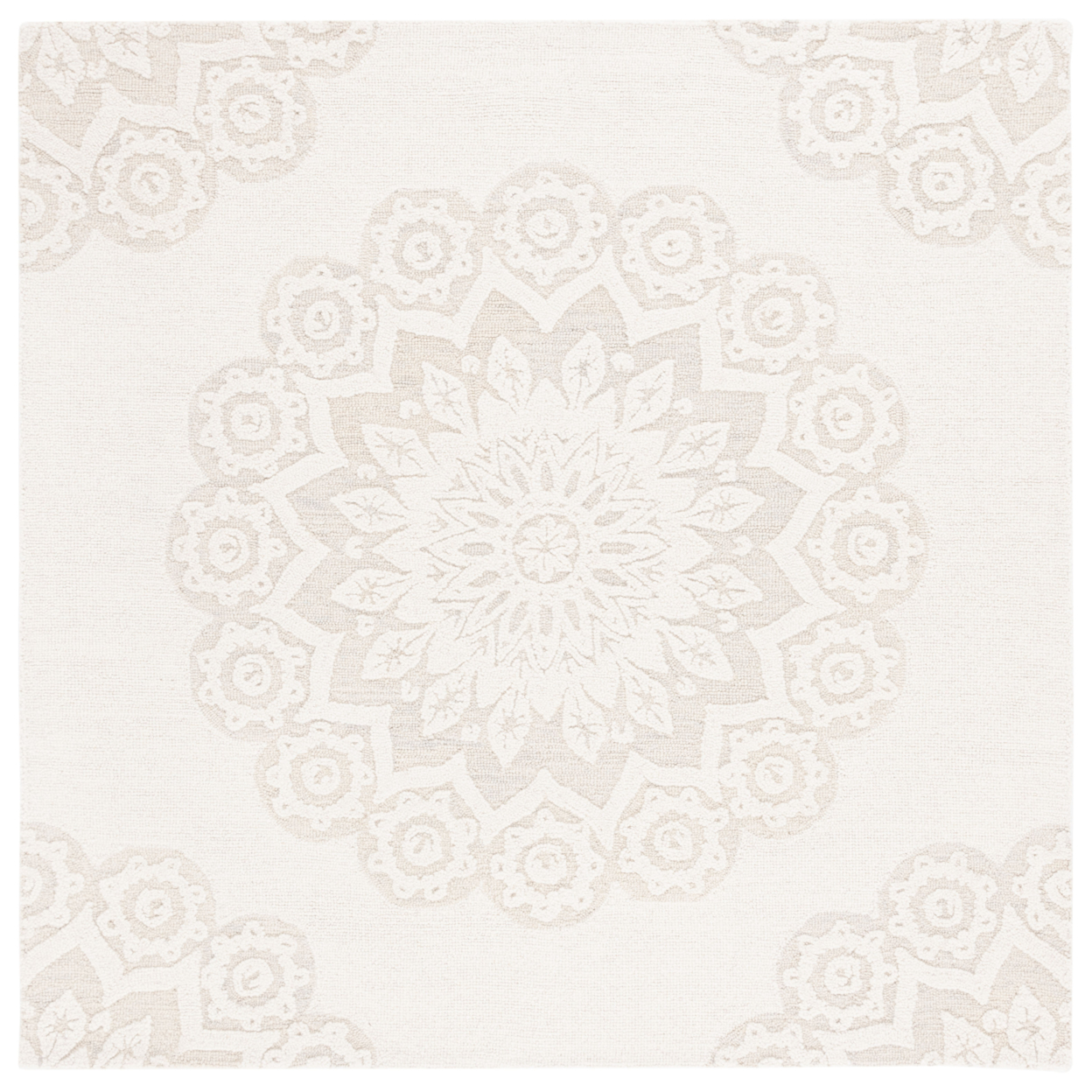 Safavieh BLM108F Blossom Ivory / Grey - Ivory / Blue Rust, 6' X 6' Square