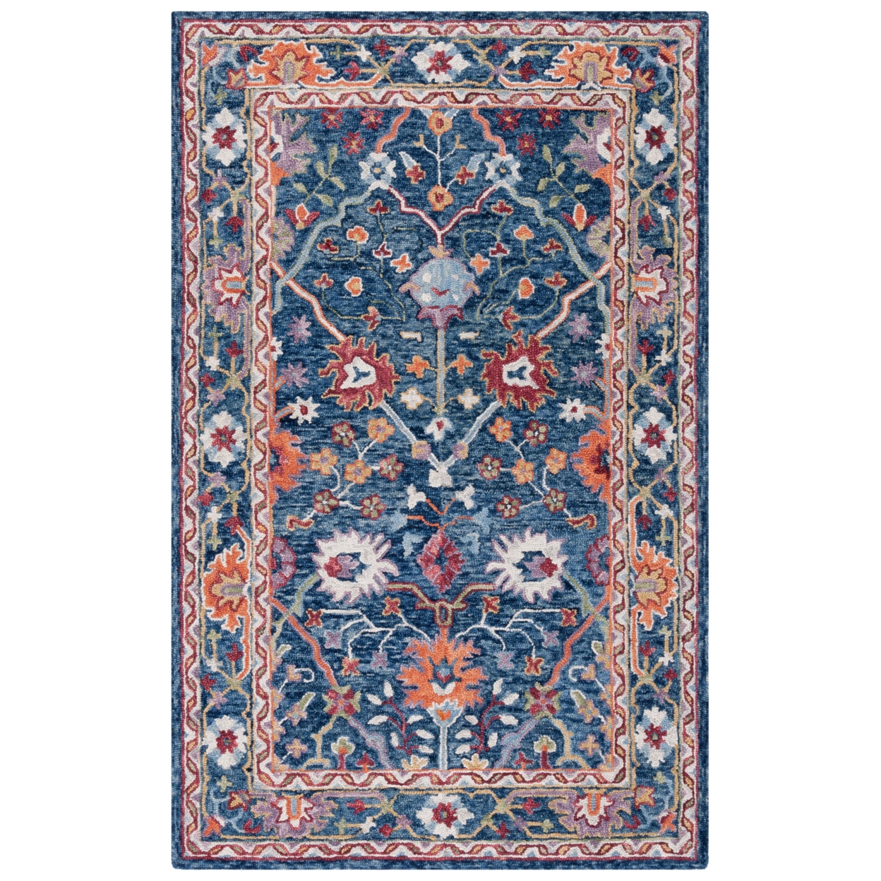 Safavieh BLM686M Blossom Blue / Red - Assorted, 3' X 5' Rectangle