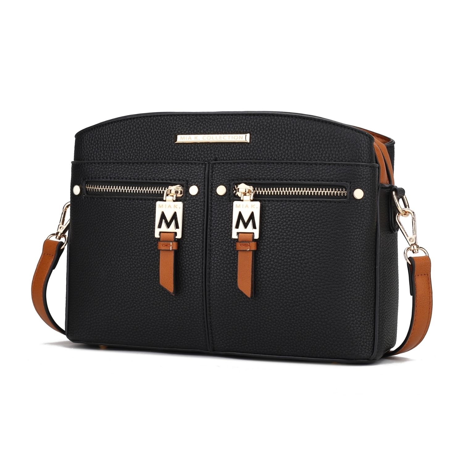 MKF Collection Zoely Crossbody Handbag By Mia K - Black-Cognac