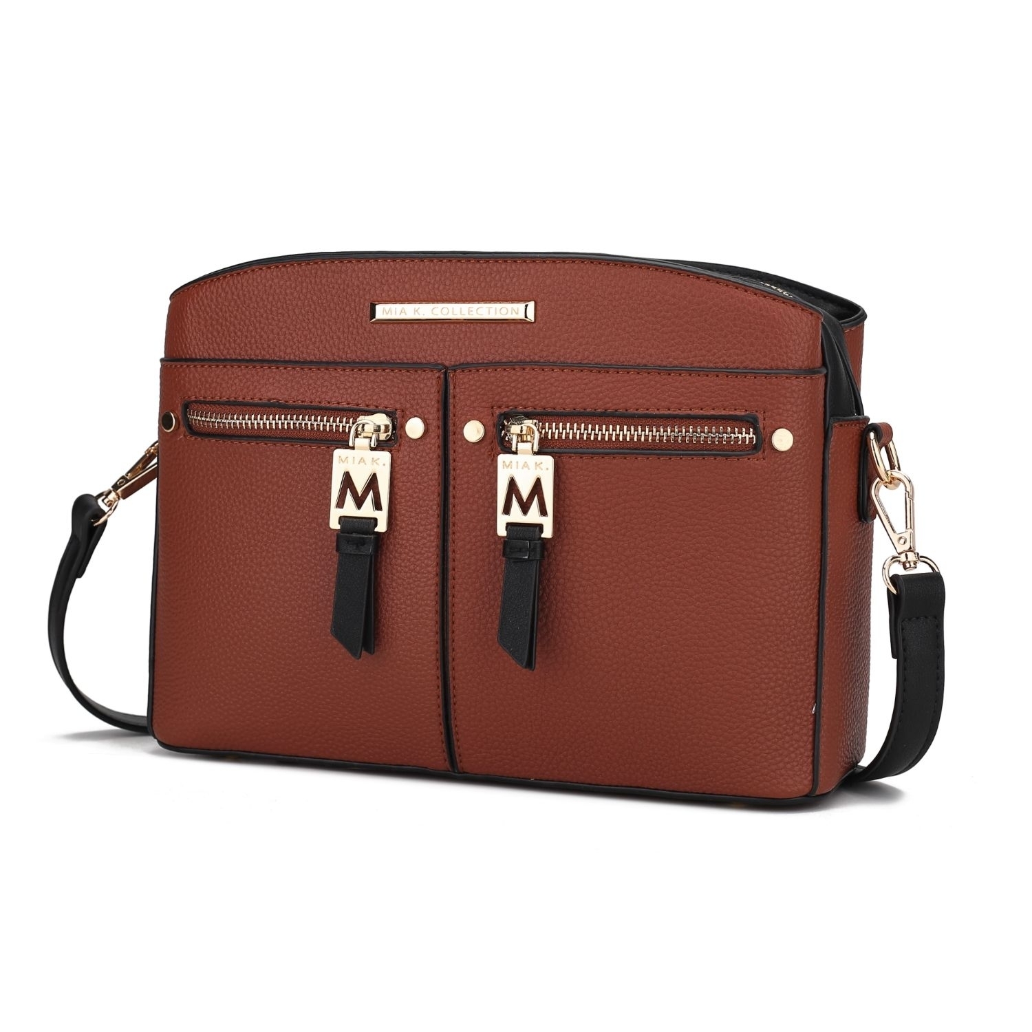 MKF Collection Zoely Crossbody Handbag By Mia K - Cognac-Black