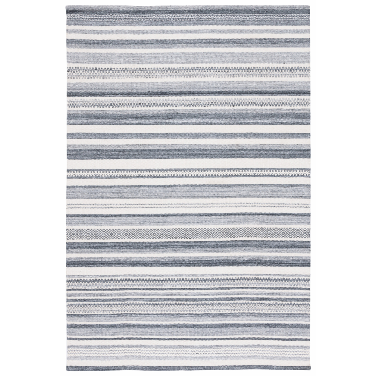 Safavieh STK426H Striped Kilim Charcoal / Ivory - Grey / Multi, 5' X 8' Rectangle