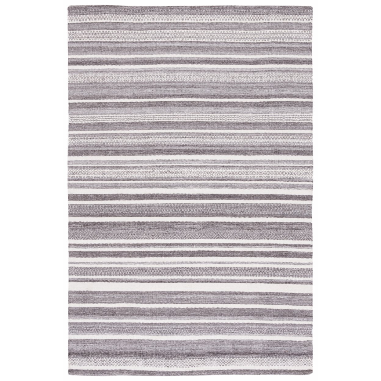 Safavieh STK427F Striped Kilim Grey / Ivory - Grey / Navy, 4' X 6' Rectangle
