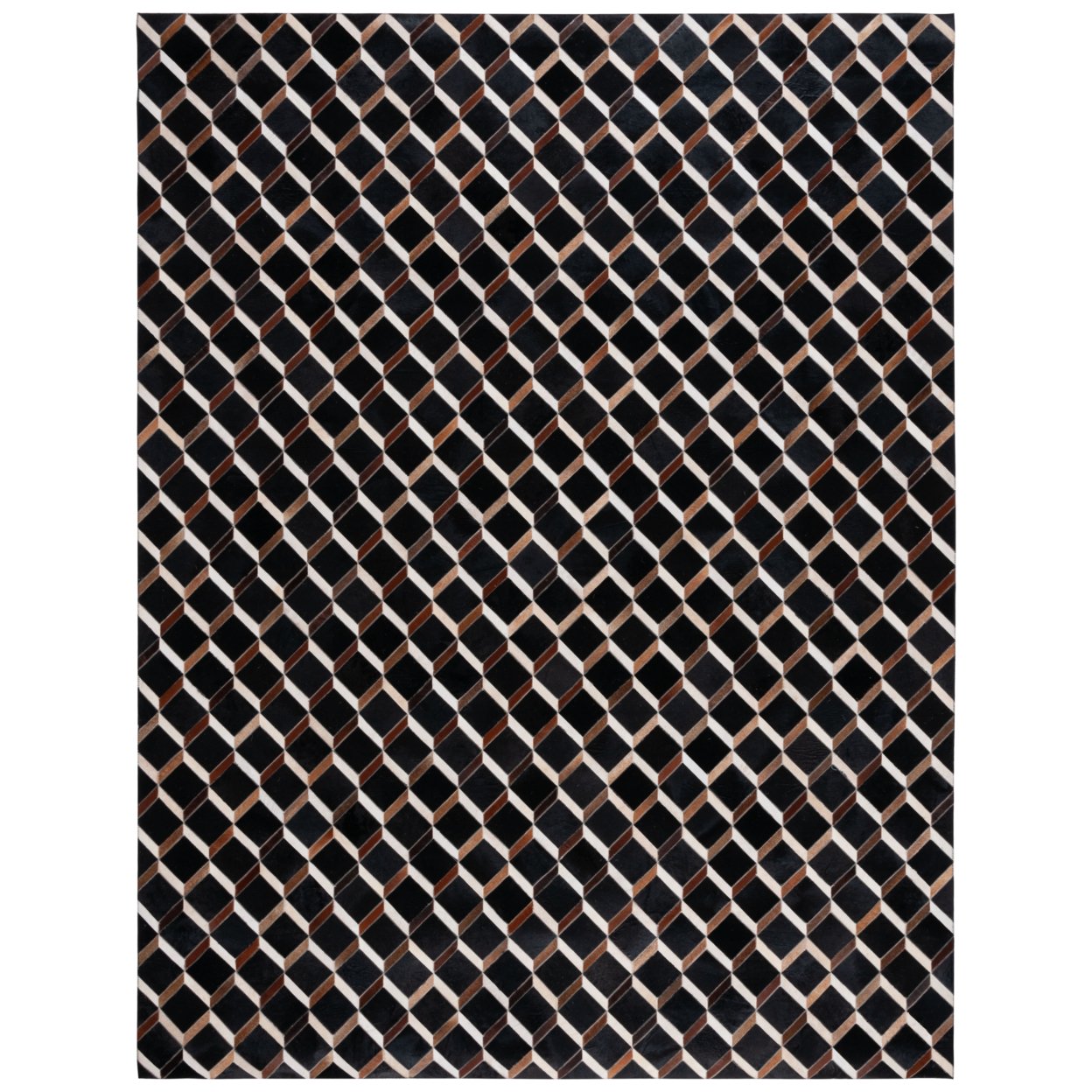 Safavieh STL901Z Studio Leather Black / Brown - Beige / Grey Blue, 8' X 10' Rectangle