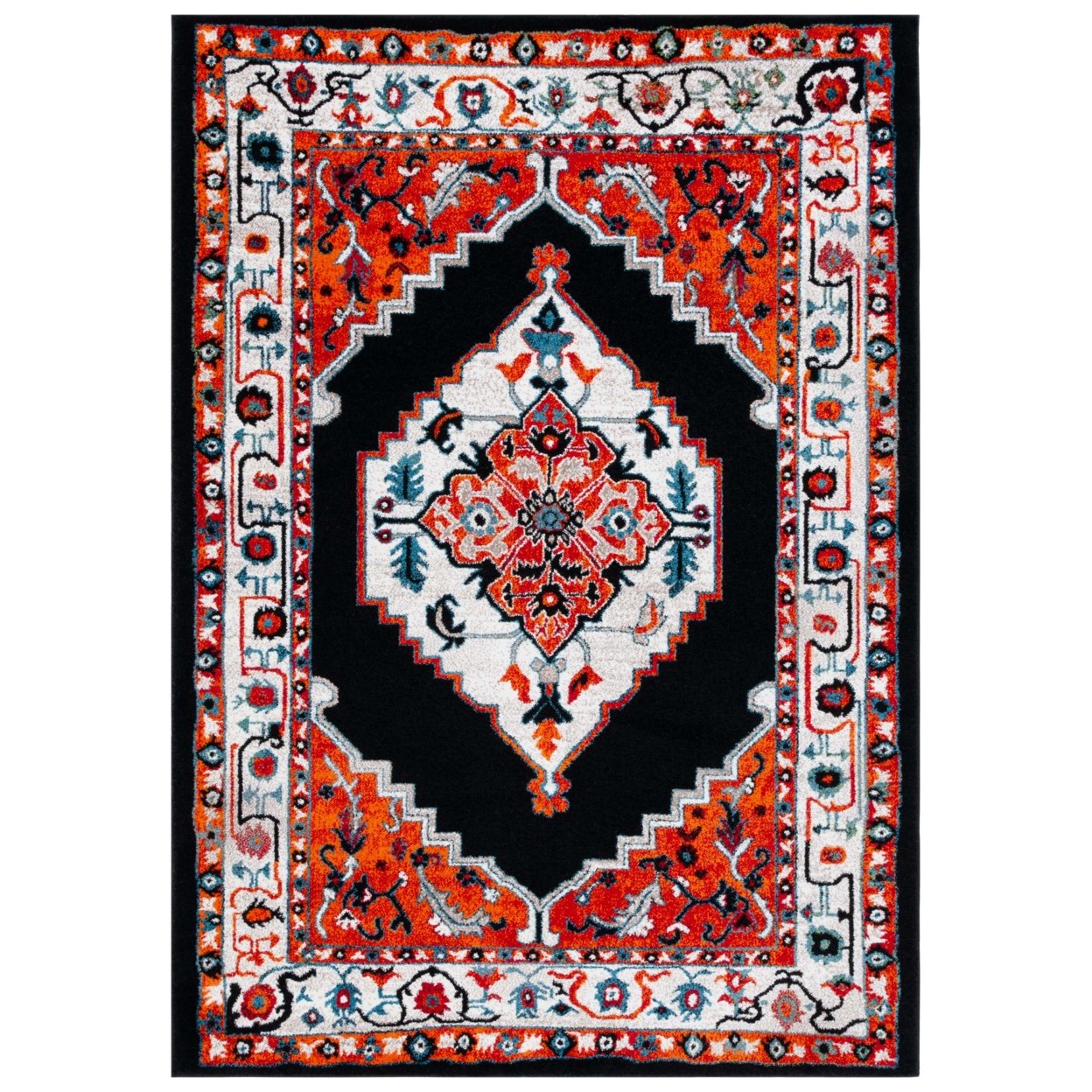 Safavieh VTH225P Vintage Hamadan Red / Black - Ivory, 6'-7 X 6'-7 Round