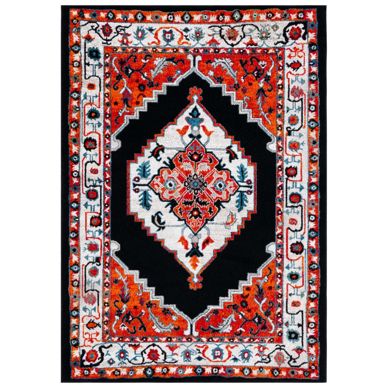 Safavieh VTH225P Vintage Hamadan Red / Black - Ivory, 6'-7 X 6'-7 Square
