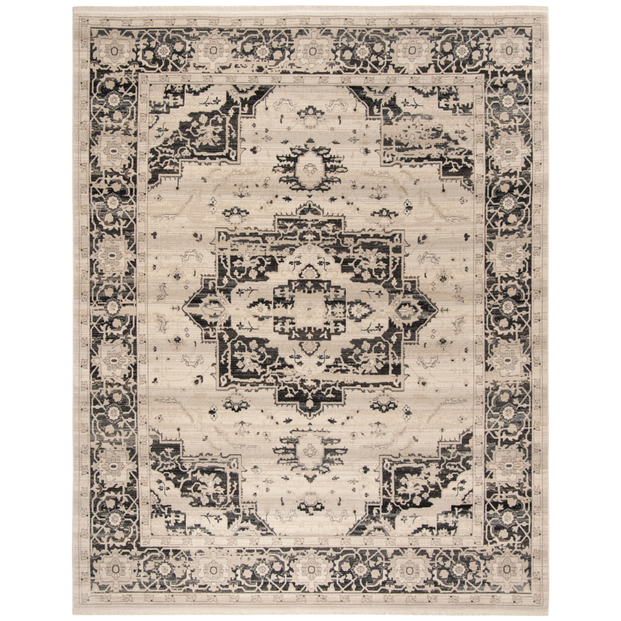 Safavieh VTP447Z Vintage Persian Ivory / Charcoal - Ivory / Red, 8' X 10' Rectangle