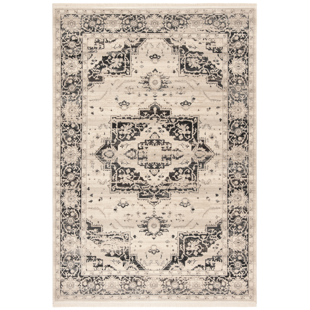 Safavieh VTP447Z Vintage Persian Ivory / Charcoal - Ivory / Red, 9' X 11'-7 Rectangle
