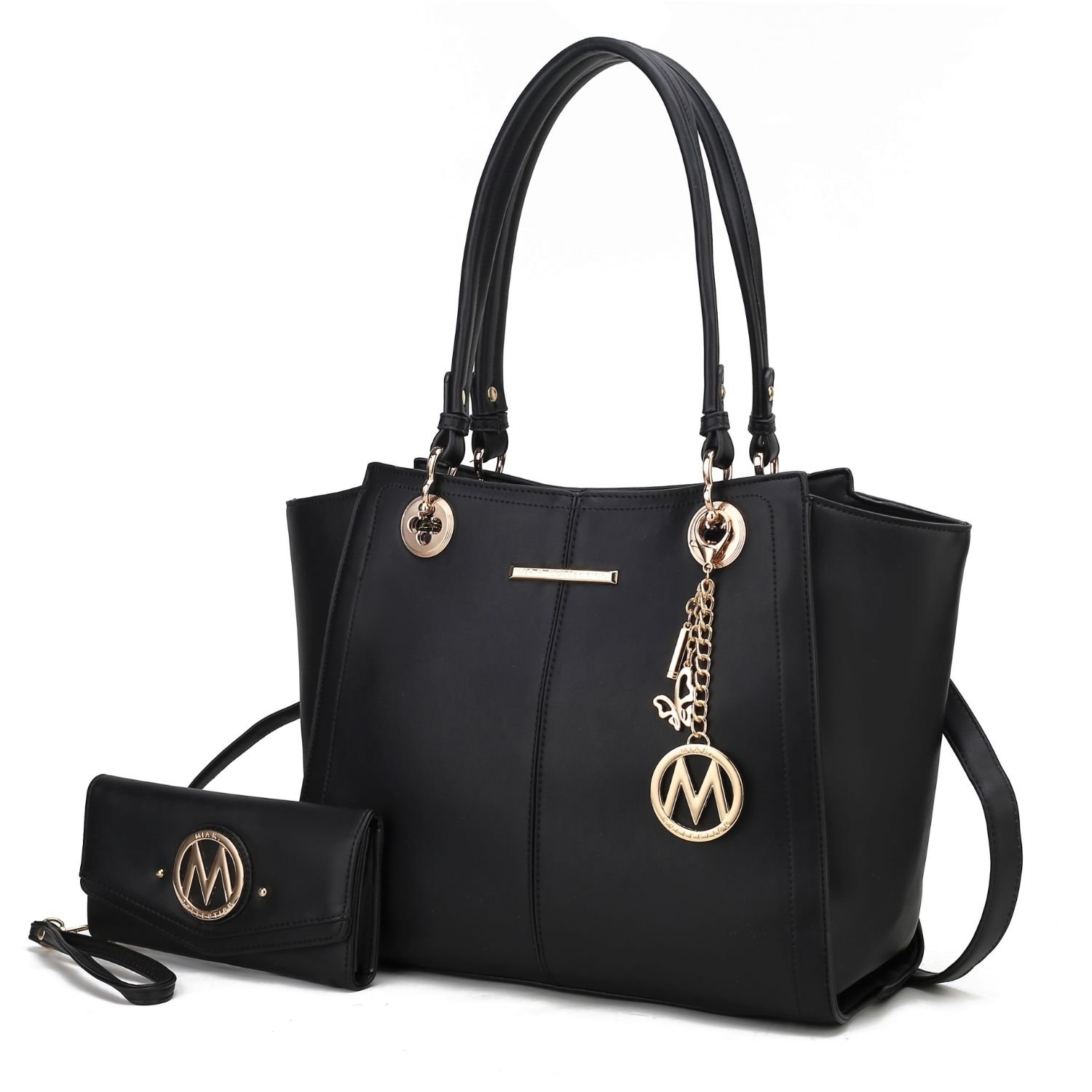 MKF Collection Ivy Vegan Leather Women's Tote Handbag By Mia K With Wallet -2 Pieces - Chocolate