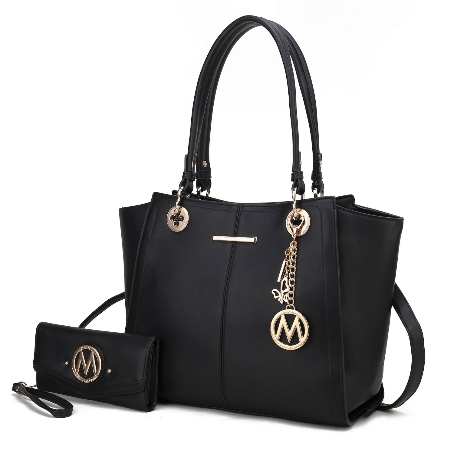 MKF Collection Ivy Vegan Leather Women's Tote Handbag By Mia K With Wallet -2 Pieces - Navy