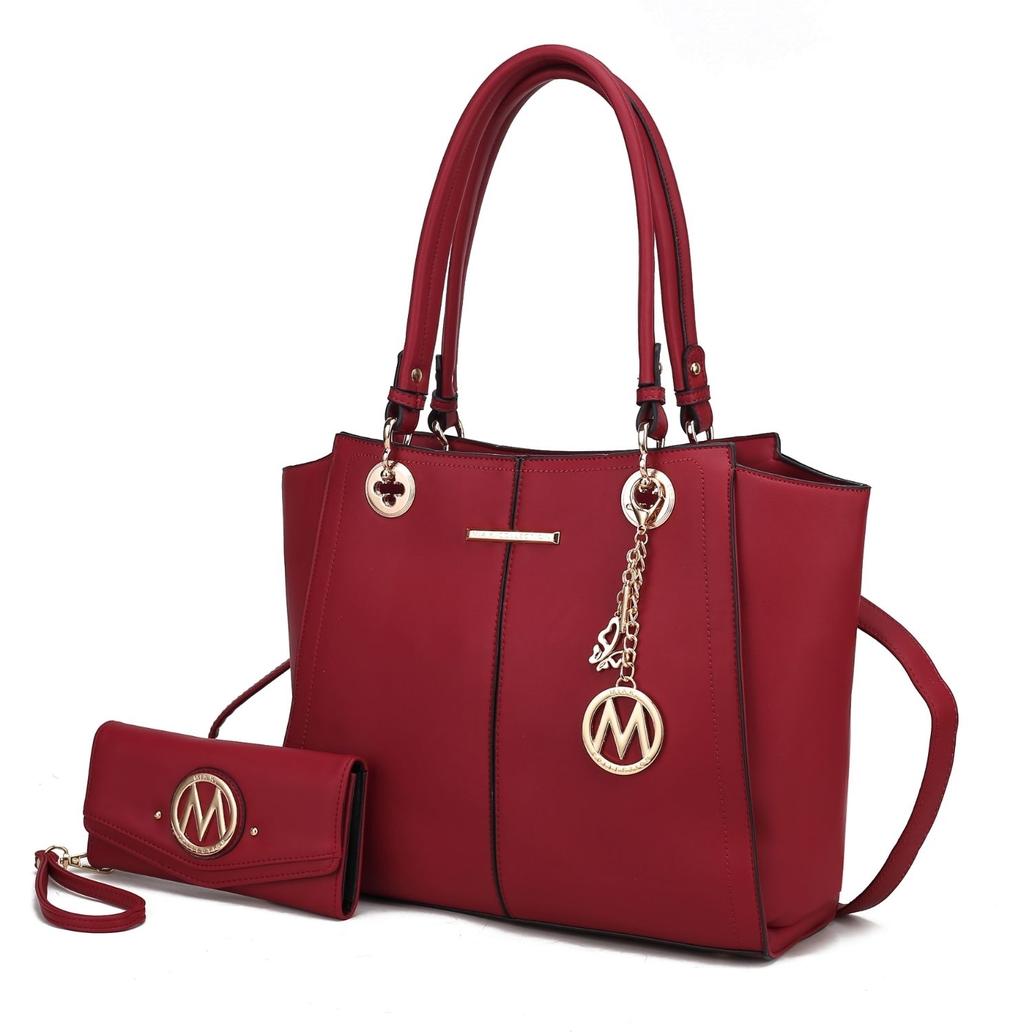 MKF Collection Ivy Vegan Leather Women's Tote Handbag By Mia K With Wallet -2 Pieces - Red